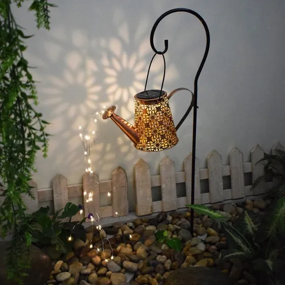 Estaca Luz Led Solar Diseño Decorativo Patio Jardin Exterior Regadera Flores Y Estrellas