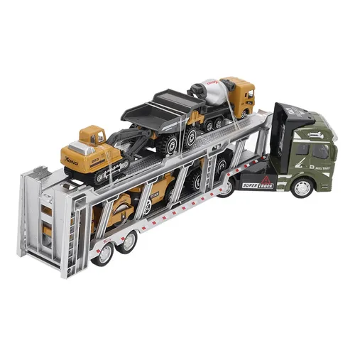 Modelo De Camión Contenedor A Escala 1:48 Con Remolque Extraíble Y Puerta Trasera Abatible - Juguete De Aleación Y Plástico, Colores Variados