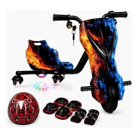 Triciclo Patinete Elétrico Drift 350w Bluetooth Música 100kg Fogo