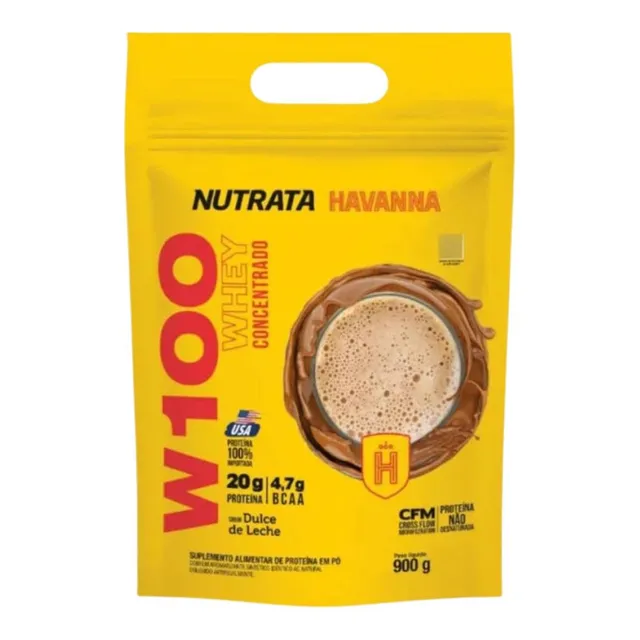 Whey Protein Concentrado W100 - Sabor Dulce De Leche Havanna 900g - Nutrata