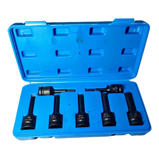Kit Jogo Chave Soquete Impacto Multidentada 5 A M16 1/2 7pçs Kit Jogo Chave Soquete Impacto Multidentada 5 A M16 1/2 7pçs