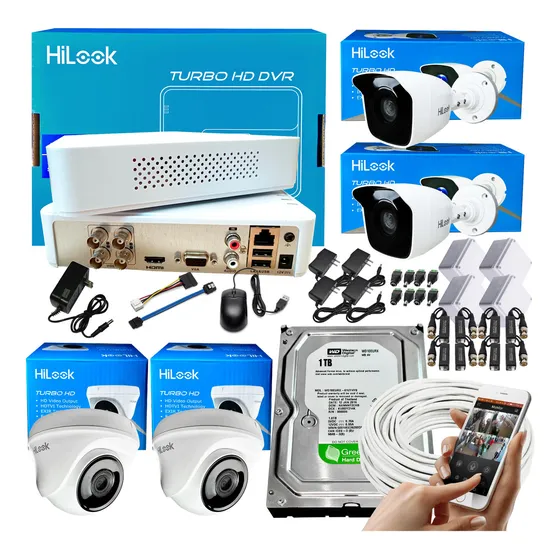 Camaras Hikvision Hilook Dvr 4ch + 4 Camaras 1080p + D.d 1tb