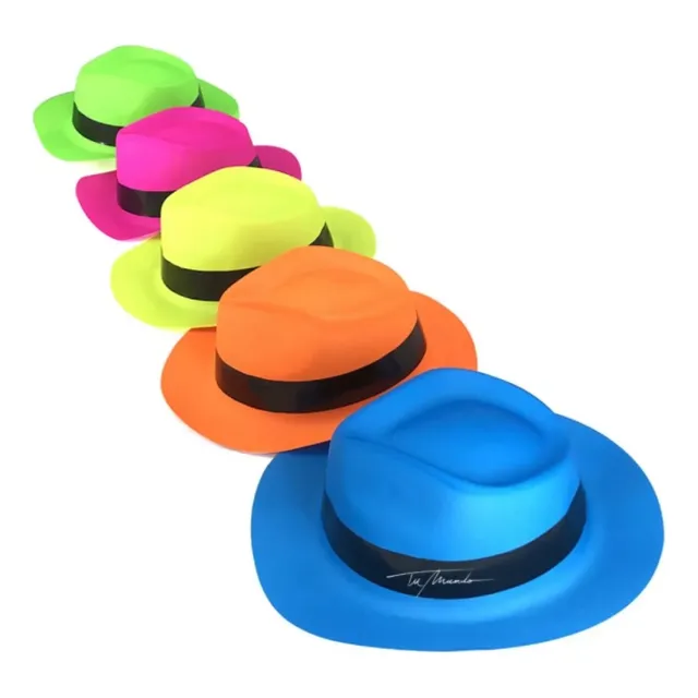 Sombrero 10 Uds Fluorecente Gangster Cowboy Fluor Cotillón