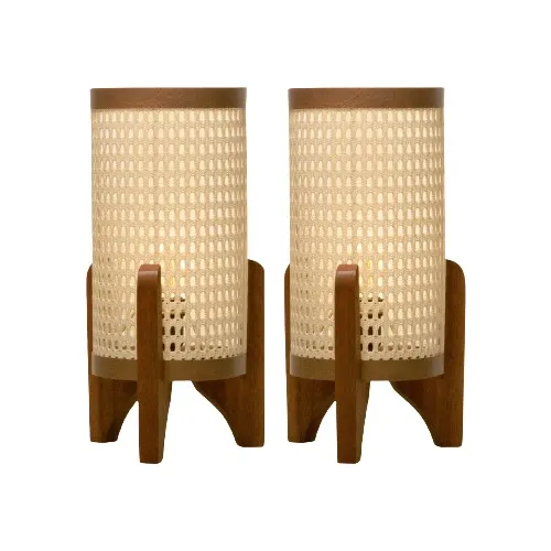 Par De Abajur Luminaria Quarto Casal Madeira Criado Mudo