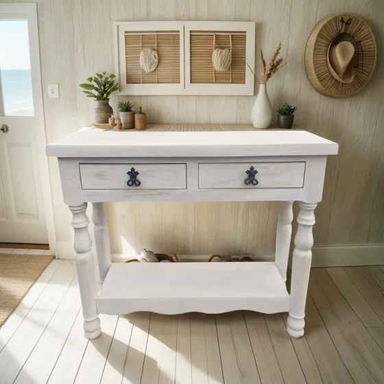 Mesa Recibidora Mardam Vintage Elegante Blanco Vintage