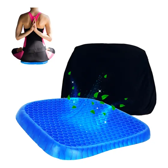 Cojín de gel silicon ergonomico Slim Company tipo panal para silla color azul