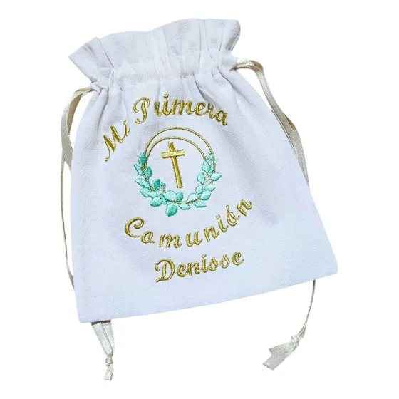 Bolsita Limosnera Porta Tarjeta De Comunion Personalizada
