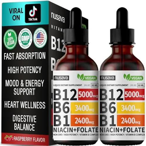 (2 Pack) Vitamina B12 Liquid Drops, Complejo De 95nvc