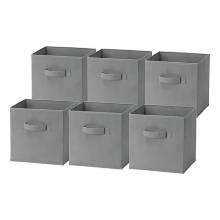 Kit 6 Cajas Organizadoras Cubo Plegables Closet Ropa Norplat Color Gris oscuro Lisa