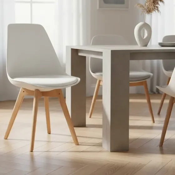 Set X2 Sillas Blancas Tulip Madera Para Comedor Oficina Living Cocina Minimalista Nórdica Moderna Diseño Escandinavo Hogar Decoración Interior