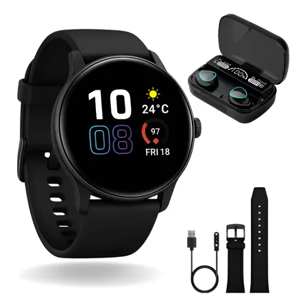 Smartwatch Redondo Original P/ Homem E Mulher C/ Gps E Fone Preto Preto