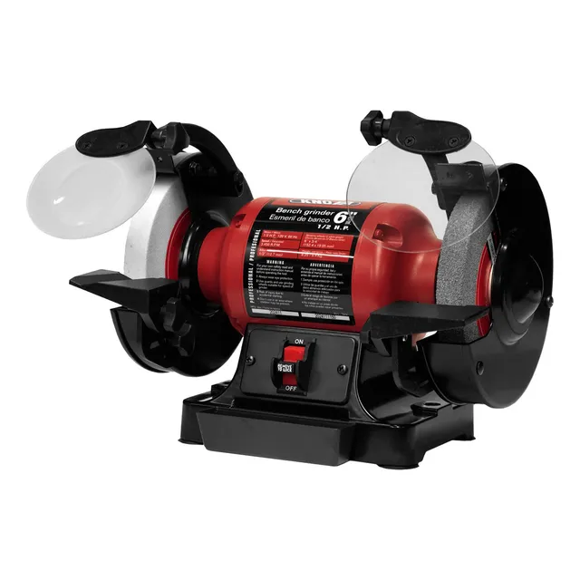 Esmeril de Banco 6 de 1/2 HP KNOVA KN-7060 Color Rojo 60Hz 3450RPM Discos 6x3/4" Eje 1/2" Base de Aluminio , Bandeja Para Agua, Soportes Ajustables, Deflectores Chispas, ,Uso Profesional Para Taller