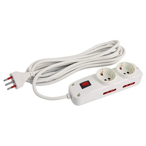 Alargue Zapatilla 2 Schuko + 4 Modular Llave Encendido 5 Mts Color Blanco