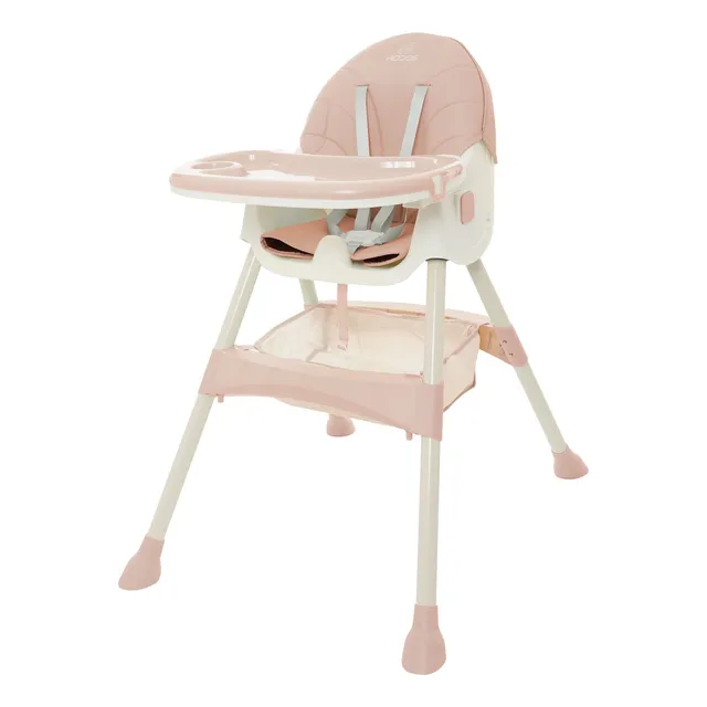 Silla Alta Periquera Bebe KIDDOS Mecedora 5 en 1 Ajustable Plegable Bandeja Extraíble Color Rosa