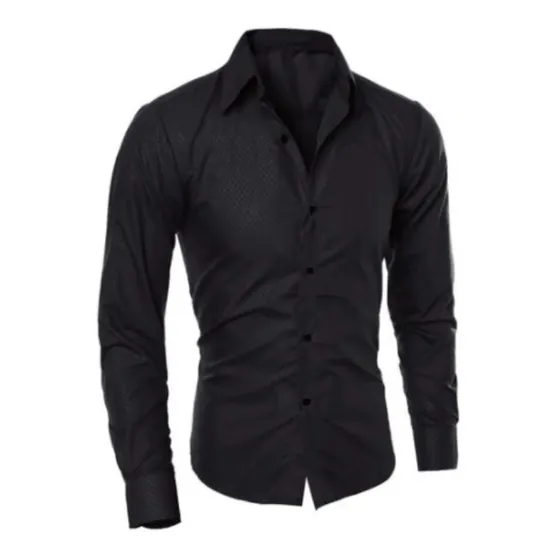 Camisa Elegante Slim Fit Entallado Color Entero Para Hombres