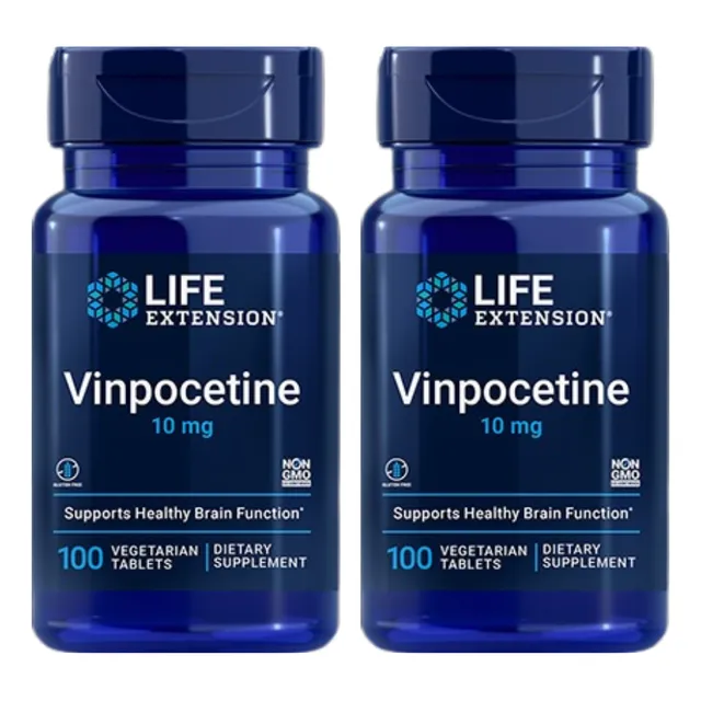 Kit 2x Vinpocentina 10mg 100 Comprimidos Life Extension