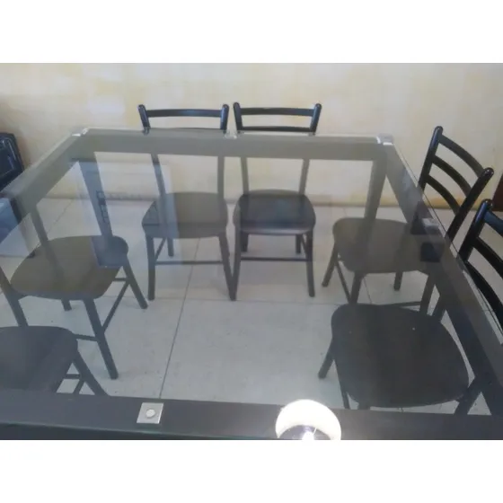 Mesa De Comedor De Madera Con Vidrio Viscelado