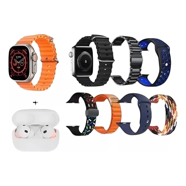 Combo Reloj Inteligente Audifonos Pulsos V11 Classic 10 En 1