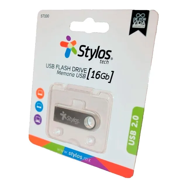 Memoria Usb Stylos Tech St100 16gb 2.0 Plateado