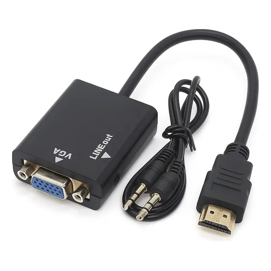 Cabo Conversor Adaptador Hdmi Para Vga Com Saída P2 Áudio