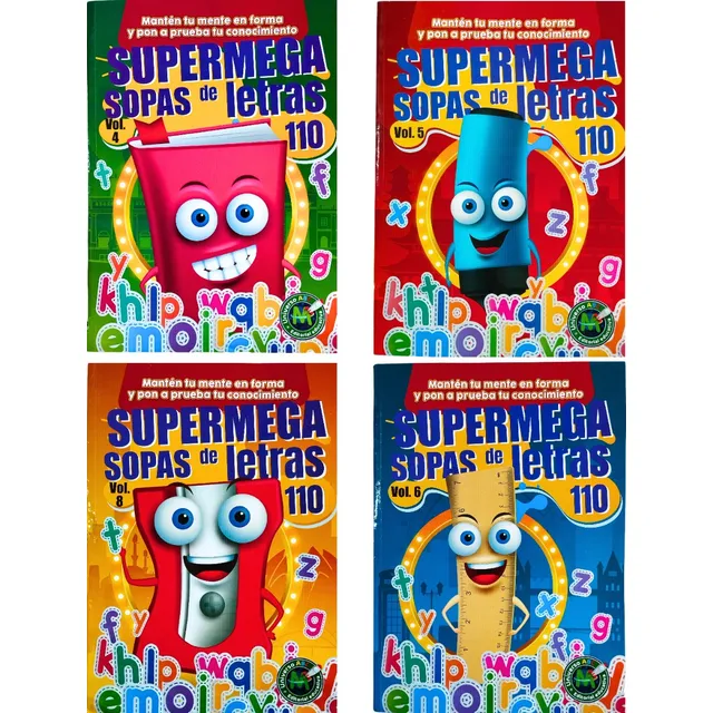 Pack 6 Tomos Supermega Sopas De Letras Gigantes
