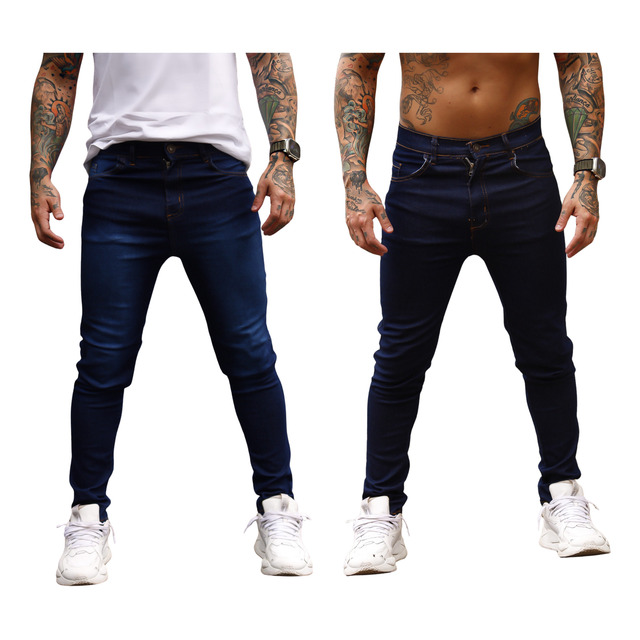 Kit 2 Calça Jeans Masculina Preta Azul Direto Fabrica Slim Kit 2 Calça Jeans Masculina Preta Azul Direto Fabrica Slim