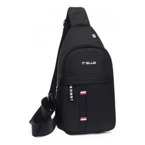 Mochila Masculina Transversal De Ombro Pochete De Peito Cor Preto