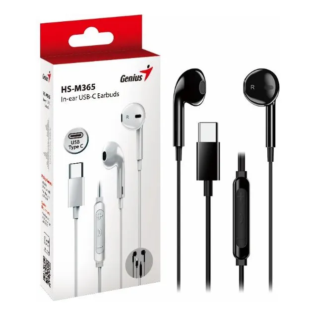 Auriculares In-ear Genius Hs-m365 Microfono Usb-c Color Negro