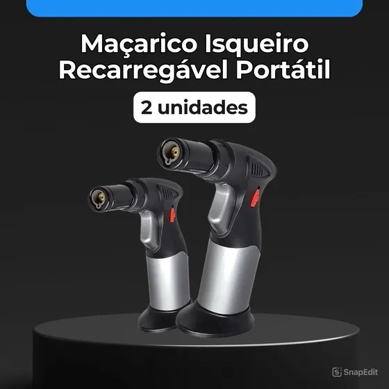 Maçarico A Gás Mini Isqueiro Portátil Pistola Recarregável Chama 1000 Graus Acendimento Automático Profissional Ak Acessórios