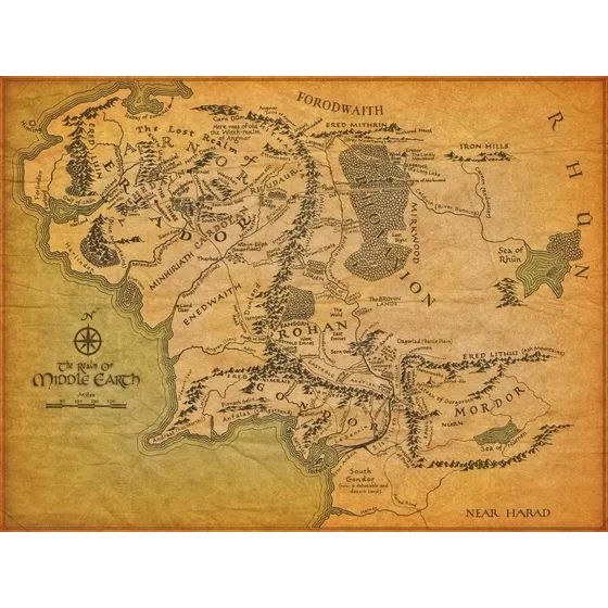 Lienzo Tela Canvas Mapa Señor De Los Anillos 108x144cm