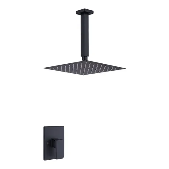Grifo 8 10 12   Cabezal Ducha Lluvia Cuadrado Negro 8 