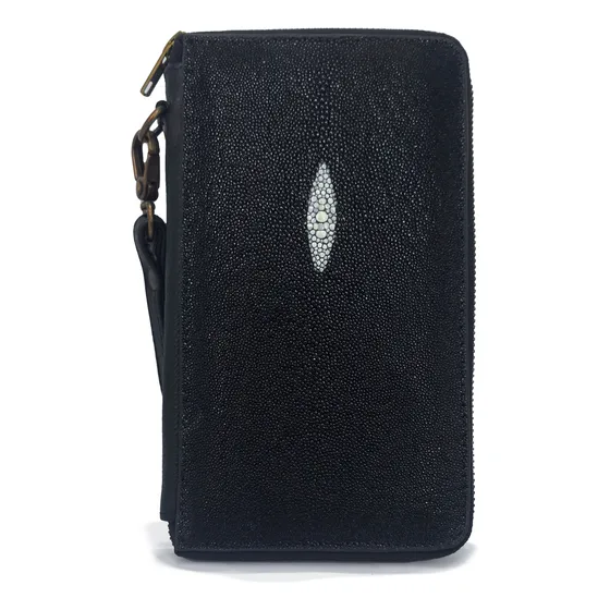 Cartera Clutch De Viaje Portacelular Piel Genuina Mantarraya