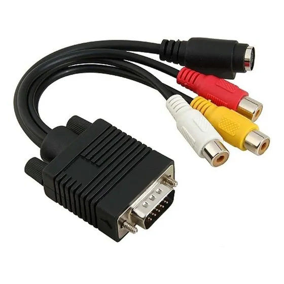 W Cabo Conversor Vga Svga Para S-video 3 Rca Av