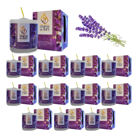 Atacado Kit Velas Perfumadas Aromatizada Alta Qualidade 12un Cor Branco Fragrância Lavanda Não possui