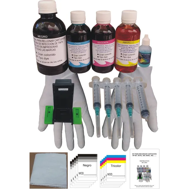 Kit Recarga Cartuchos Tinta Hp 667 664 662 122 250ml Negro