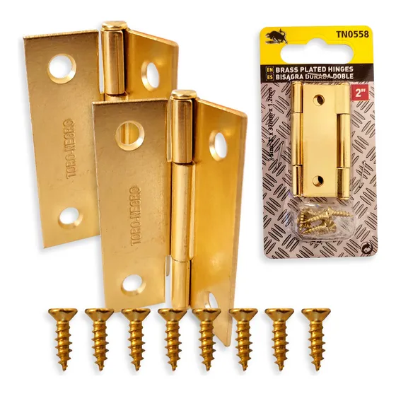 2 Bisagra Galvanizada Zincada 2pcs 2 Pulgadas + 8 Tornillos
