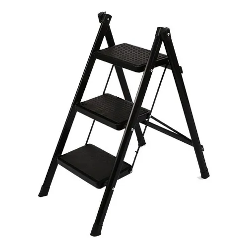 Escalera Banqueta Plegable 3 Escalones Tijera Aluminio Color Negro