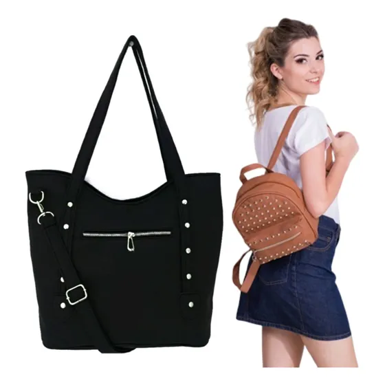 Promo Combo Cartera + Mochila Chica Mujer Eco Cuero 100% Pu 