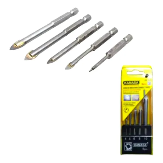 Mechas Broca Punta Flecha Vidrio Cerámica 5 Pcs - En Oferta