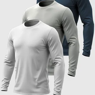Kit 3 Camiseta Manga Longa Masculina Algodão Premium Fafenix