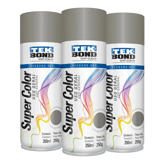 Pintura En Aerosol Tek Bond Platina - 350 Ml/250 Gr X3 Und