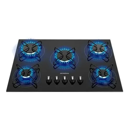 Cooktop A Gás, 5 Bocas, Mondial Bivolt - Ctg-03 Preto 127/220v