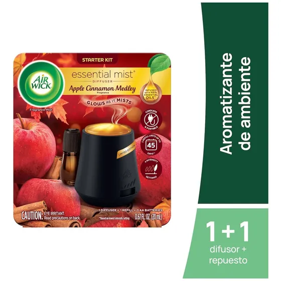 Repuesto aromatizante Air Wick Essential Mist Complete vaporizador apple cinnamon medley 2 u pack x 2