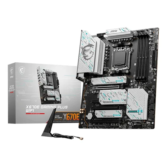 Motherboard Msi X670e Mag Gaming Plus Wifi Amd Am5 Ddr5 Atx Color Negro/Blanco