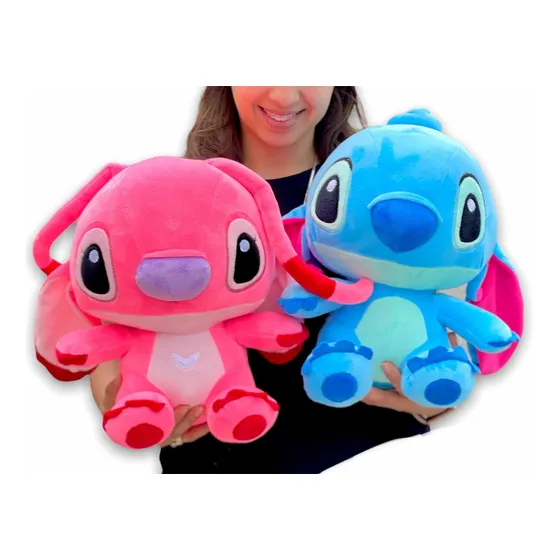 Peluche Stich Angel Grande Pareja 35cms Perfumado
