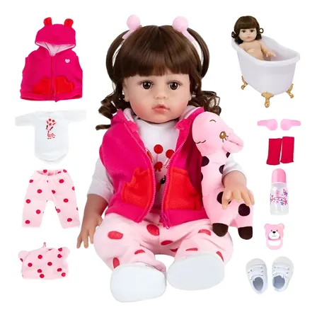 Bebê Reborn Boneca Silicone Girafinha Menina Pode Dar Banho