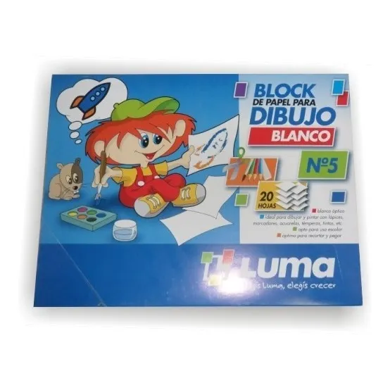 Block De Dibujo Luma Tipo El Nene N° 5 X 20 Hojas Blancas