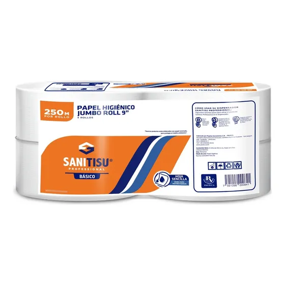 Papel Higiénico 4 Rollos 250mts Jumbo Roll 9** - Sanitisuu 