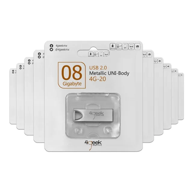 Kit 100 Memorias Usb 8gb Metálica 2.0 4geek Blister 