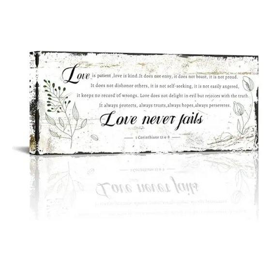 Cuadro Framed Love Never Fails 40 X16  Para Decoración Hogar